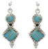 Turquoise Inlay And Silver Post Dangle Earrings FX31044